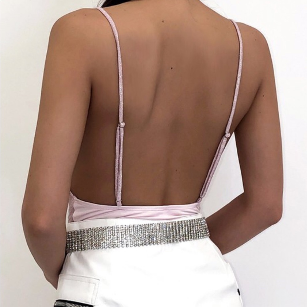 pink sparkly ✨ cowl neck bodysuit! 1 left! - Picture 6 of 7